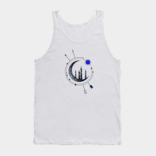 Abstract Crescent Forest, Black Design Tank Top